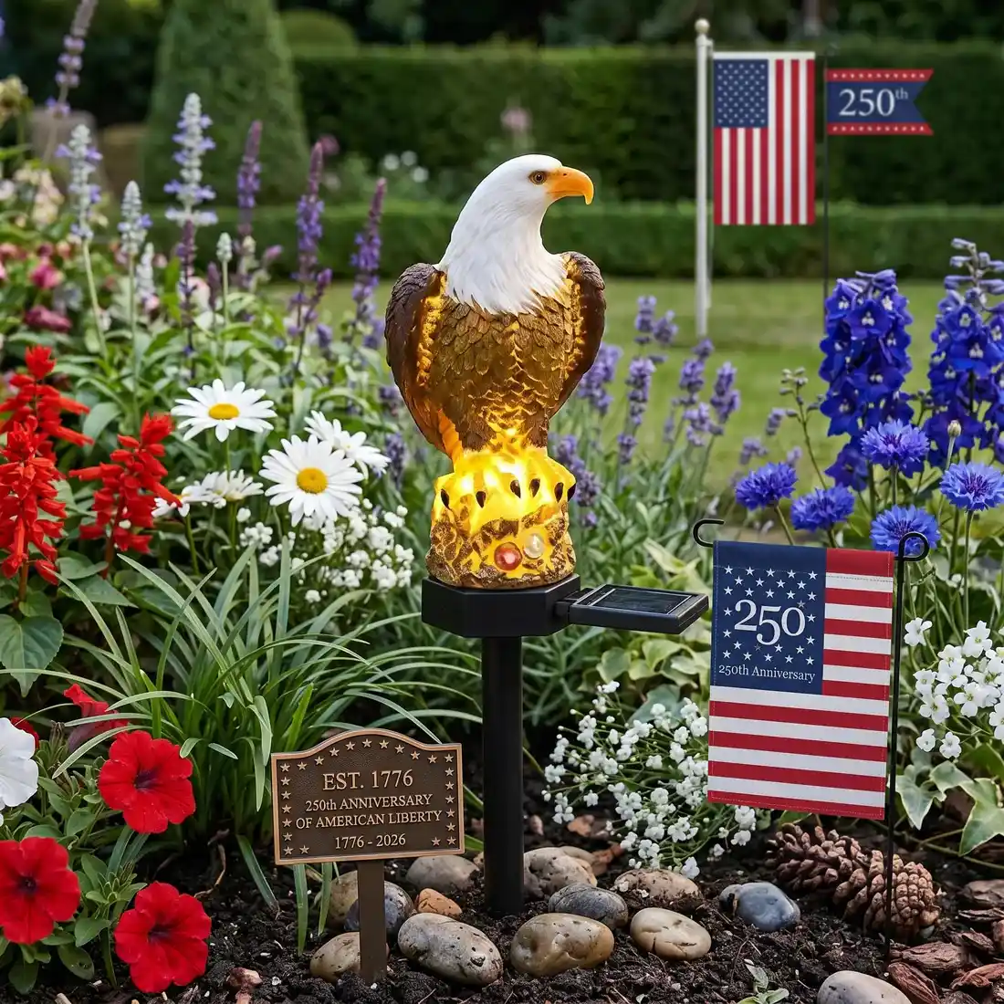 Solar Bald Eagle Garden Stake Light Patriotic Yard Decor